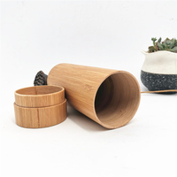 Urne pour animaux de compagnie en bambou, écologique, durable, imperméable, en forme de cylindre