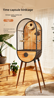 Cage à perroquets de luxe en acier inoxydable, villa pour oiseaux en bois massif, configuration intérieure DIY, grande volière pour ara, gris africain, conure
