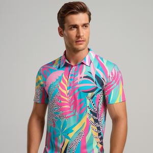 Logo personnalisé OEM T-shirt polo de golf de haute qualité pour hommes à séchage rapide 86% polyester 14% maillot imprimé spandex à manches courtes - Product Image 6