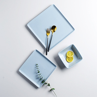 Ensemble de dîner en céramique de forme carrée élégante de Style nordique assiettes de Restaurant en porcelaine durable bols hôtels Restaurants nourriture