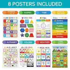 Decoración para Preescolar, Actividades de Aprendizaje, Suministros para Jardín de Niños, Juego de 12 Pósters Educativos para el Aula - Product Image 2
