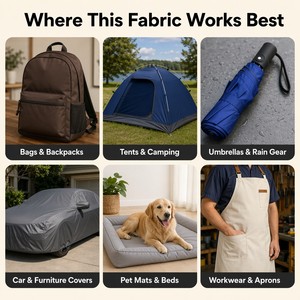 Tissu Oxford en polyester 210D imperméable avec revêtement PU pour sacs, tentes et housses d'extérieur - Product Image 4