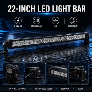 <span class=keywords><strong>Barre</strong></span> lumineuse <span class=keywords><strong>LED</strong></span> EMC 22 pouces 100W 10880LM IP67 étanche, faisceau combiné, mince, pour conduite tout-terrain et travail, avec supports de montage latéraux - Product Image 2