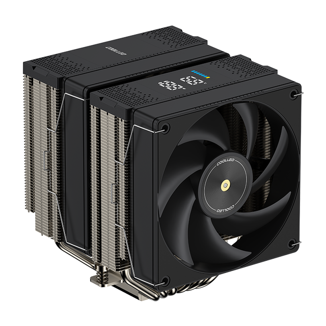COOLLEO P60T DIG Double Tower Six Heat Pipes Digital Display Temp Warning Air Cooler CPU Cooler LGA 115X/1200/1700/1851 AMDRyzen