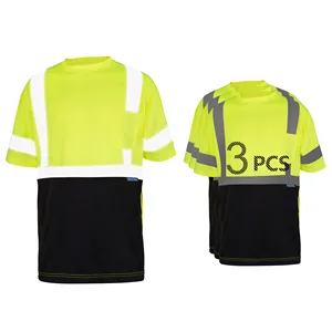 LX Stock T-shirt de sécurité jaune réfléchissant à quantité minimale de commande basse T-shirt polo à impression réfléchissante T-shirt à manches courtes avec logo
