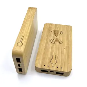 Best selling products lithium polymer battery portable charger bamboo wireless power bank for phone with fast charger