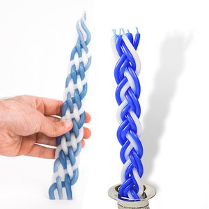 <span class=keywords><strong>Bougie</strong></span> Havdalah en cire de paraffine faite à la main <span class=keywords><strong>bougie</strong></span> de Shabbat torsadée bleue et blanche cadeau juif pour l'éclairage rituel du sabbat - Product Image 1