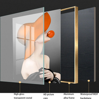 Art mural en porcelaine de cristal, beauté sexy moderne, cadre en aluminium doré, fleurs jaunes, décoration intérieure, peinture, décoration de salon