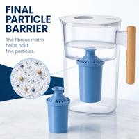 Filtros de Agua Portátiles para Viaje, Jarra de Agua Potable de Gran Sabor, 10 Tazas, 150 Galones, Libre de BPA, Elimina Fluoruro, Cloro y Plomo