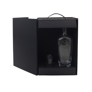 ชุดกล่องของขวัญไวน์พร้อมที่จับชุดกระดาษเคลือบพรีเมียมแบบพกพาสีดำหรูหรา - Product Image 2