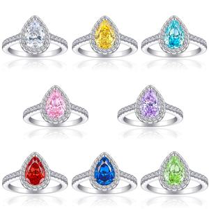 Bague en argent sterling 925, bijoux fins, pierre en zircon cubique taille poire, bague de fiançailles, bague de mariage, bague de promesse, bagues de luxe en diamant pour femmes - Product Image 1