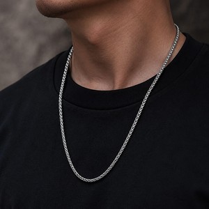 Edelstahl Weizenkette Halskette für Männer Silber Gold 61cm 3mm Trendige Mehrlagige Alltags-Geschenkidee Dropshipping Großhandel Schmuck - Product Image 3