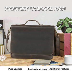 Maletín Escolar de Cuero Genuino Crazy Horse para Hombre, con Asa de Cuero, para Portátil de 13 Pulgadas - Product Image 2