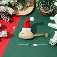 Mainan Tikus Natal Grosir dengan Catnip, Boneka Lembut Interaktif untuk Kucing, Dilengkapi Ekor Tali