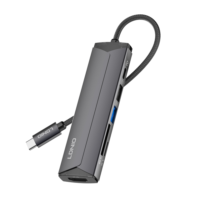 LDNIO DS-56H USB-C Multi-function Docking Station PD100W USB-C Type-C to PD3.0 HD USB2.0 SD TF Data Port