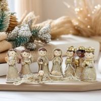 Figurines de Noël de style européen pour la famille, combinaison de personnages, décoration de fenêtre pour salon, accessoires photo, artisanat en résine à paillettes