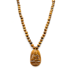 Mala de cuentas de ojo de tigre de 8 mm con colgante de Buda, cura las emociones y despierta la confianza, mala de piedras preciosas, regalo de cumpleaños - Product Image 2