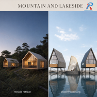 Maison préfabriquée en acier sur pilotis, bord de mer et montagne, multifonctionnelle pour l'hébergement, le bureau, les loisirs et les activités de plein air, personnalisable