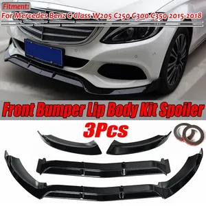 3Piece <b>Car</b> Front Bumper Splitter Lip <b>Diffuser</b> Guard Body Kit Spoiler for Mercedes for Benz C-Class W205 C250 C300 C350 2015-2018 - Product Image 1