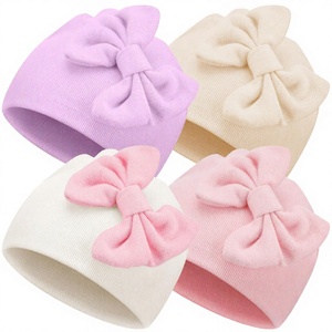 SPLENDID APPAREL Bonnet bébé à nœud 100% Coton Tricot côtelé Nouveau-né Bébé Hiver Réglable Unisexe Quotidien Extérieur - Product Image 3