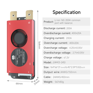 Daly Lithium BMS Li-ion 16S 60V 200A Batterie Lithium 18650 <span class=keywords><strong>NCM</strong></span> Système BMS 16S 60V 200AH pour le travail aérien Véhicule à basse vitesse Daly - Product Image 2