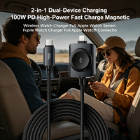 Kabel Pengisi Daya Cepat 2 in 1 Tipe C PD 100W Pengisi Daya Nirkabel Magnetik untuk Jam Tangan IOS Seri Ultra SE Jalinan Nilon