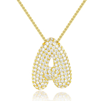 Collier Haomi CE plaqué or 18 carats avec pendentif lettre alphabet bulle et zirconium pavé, chaîne étincelante, bijoux de mode pour femme