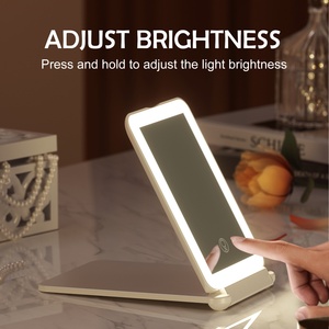 Touch Screen Rechargeable Portable Make up Cosmetic <b>Vanity</b> Beauty With Led <b>Light</b> Folding <b>Makeup</b> Travel Mirror - Product Image 2