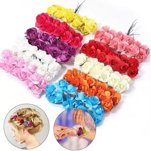 Roses artificielles en papier 2,5 cm, fleurs artisanales pour décorations DIY, couronnes et bandeaux - Product Image 4