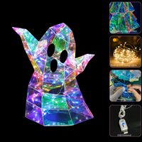 Décoration fantôme LED irisée OEM d'usine pour Halloween, ornement fantôme en cristal lumineux USB pour fêtes intérieures et extérieures, décoration de maison