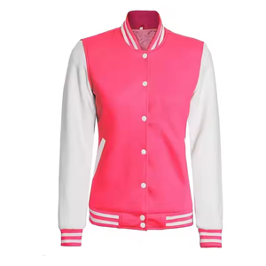 Veste universitaire réversible en peau de mouton rose pour femme Respirant Letterman Design Baseball personnalisable Approprié - Product Image 3