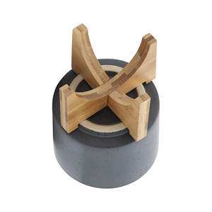 Vaso in ceramica opaca con supporto in legno per decorazioni domestiche, da tavolo, ingresso, patio, giardino - Product Image 5