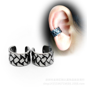 yunnique Geometric Stud Earrings Tibetan <b>Silver</b> Men Women Fashion Jewelry Box Pattern Earrings 316 Stainless Steel - Product Image 3