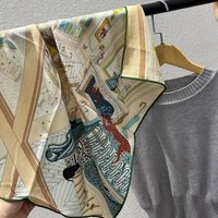 65*65cm Etnisch Patroon Echte Zijden Sjaal Zachte Vierkante Sjaal Mode Halsdoek Multifunctionele Halsdoeken voor Vrouwen