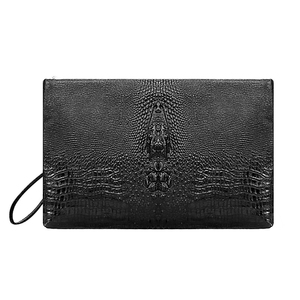 Nuevo Bolso de Mano Tipo Sobre de Piel Auténtica Negra para Hombre, Estilo Clutch de Cocodrilo, Venta al Por Mayor - Product Image 3