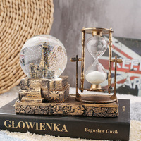 Nouveau fer tour sablier clignotant lumière musique décor à la maison Art déco bois verre bureau décoration boule de cristal boîte à musique