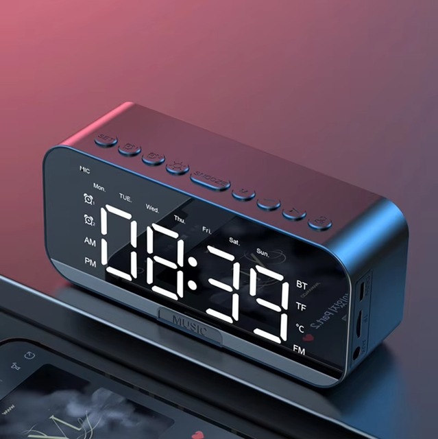Multifunctional Mirror Alarm Clock FM Support TF Card BT Speaker Smart Portable Desktop Wireless Speaker