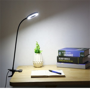 360-Grad-Drehung Schwanenhals-Klemmleuchte für Schreibtisch 3 Farbmodi 10 Helligkeitsstufen Einstellbare LED-Nachttischlampe - Product Image 2