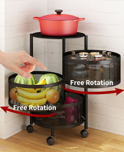 Carro de cocina giratorio 360 con cestas multicapa para verduras y frutas, estante de almacenamiento con ruedas - Product Image 3