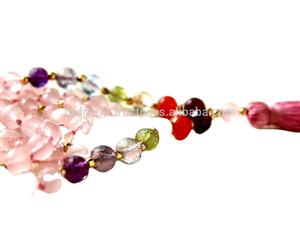 Trending Rose Quartz Mala Necklace 7 Chakra 108 Beads Piedras Naturales Healing Crystal Stone para ocasiones espirituales Fiestas - Product Image 3