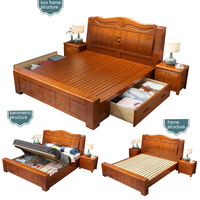 Lit King Size en Bois de Pin Massif de Style Chinois Neuf et Pas Cher, Vente Directe d'Usine, Lit Double Queen Size 1,8m, Lit 1,5m, Meubles de Rangement pour Chambre à Coucher