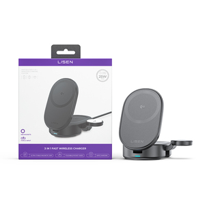 LISEN Chargeur sans fil magnétique multifonctionnel pliable 3 en 1, station de charge rapide 25W pour <span class=keywords><strong>iPhone</strong></span>, iWatch, AirPods - Product Image 1