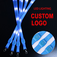 Lanière LED personnalisée avec logo, sangle de cou en polyester lumineuse avec crochet pour course nocturne, fête, concert, accessoire promotionnel lumineux