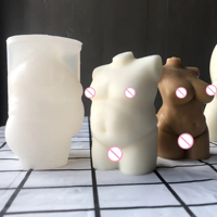 Molde de Silicona 3D J13 NUEVO para Torso de Hombre Gordo Desnudo, Molde para Velas con Figura Femenina Curvilínea Desnuda con Lazo Rosa