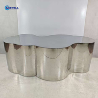 Table basse en acier inoxydable miroir de forme spéciale, style moderne, avec rangement, durable, pour usage intérieur