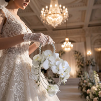 Bouquet de mariée en perles blanches, bouquet de mariage artificiel, bouquet de fleurs en perles fait main pour la mariée