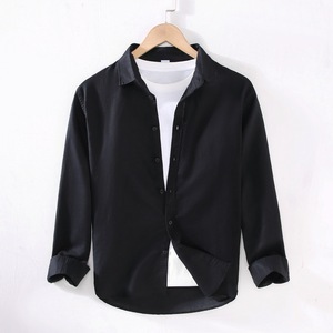Camicia da Uomo Business Casual in Cotone e Lino Nuova Primavera Estate Manica Lunga Bianca in <span class=keywords><strong>Tessuto</strong></span> a Trama Tinta Unita - Product Image 3