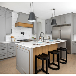 Allandgroup Nhà cung cấp Matte melanine ván ép sơn mài màu sắc tủ bếp cho ánh sáng màu xám tủ bếp nhỏ không gian phòng - Product Image 1