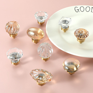 Crystal Cabinet Knobs Egg Shape Frosted Zinc Alloy Minimalist Wardrobe Drawer Handle Transparent Champagne Color - Product Image 5