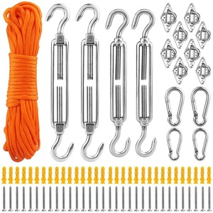 ชุดอุปกรณ์ยึดสแตนเลสแบบเกี่ยว M6 พร้อมตะขอเกี่ยว เชือกขนาด 8 มม. ตัวล็อคแบบปิดขนาด 60 มม. อุปกรณ์เสริมสำหรับผ้าใบกันแดดกลางแจ้ง - Product Image 1